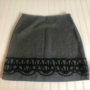 3 for $25 LOFT Gray Skirt with  Braided Appliqué Detail